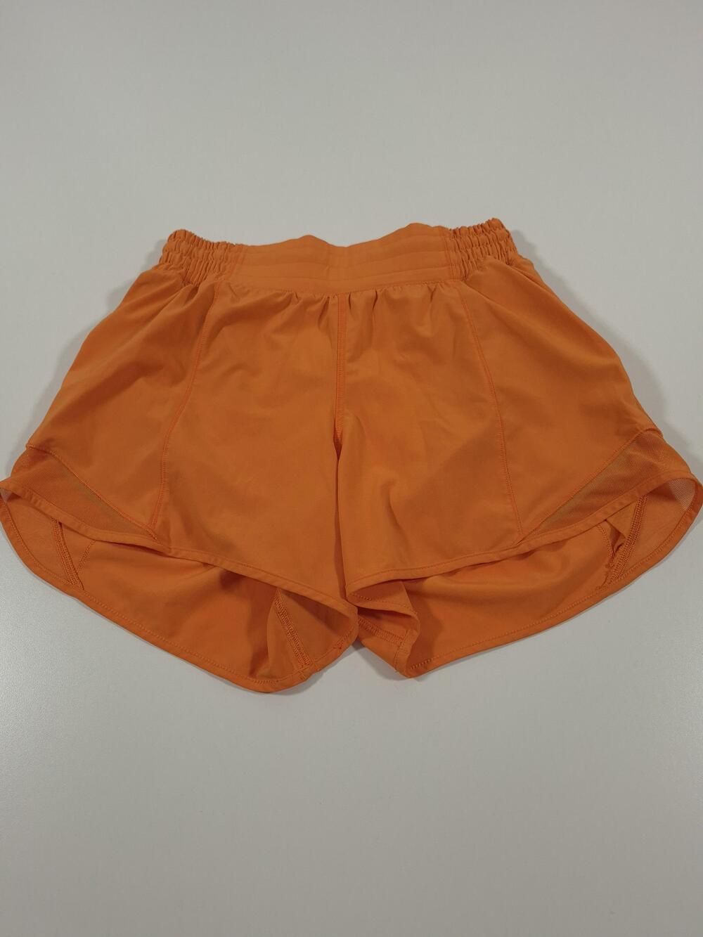Lululemon Shorts Womens 2 Orange Lined 3 Inseam Running Athletic Gym Training
